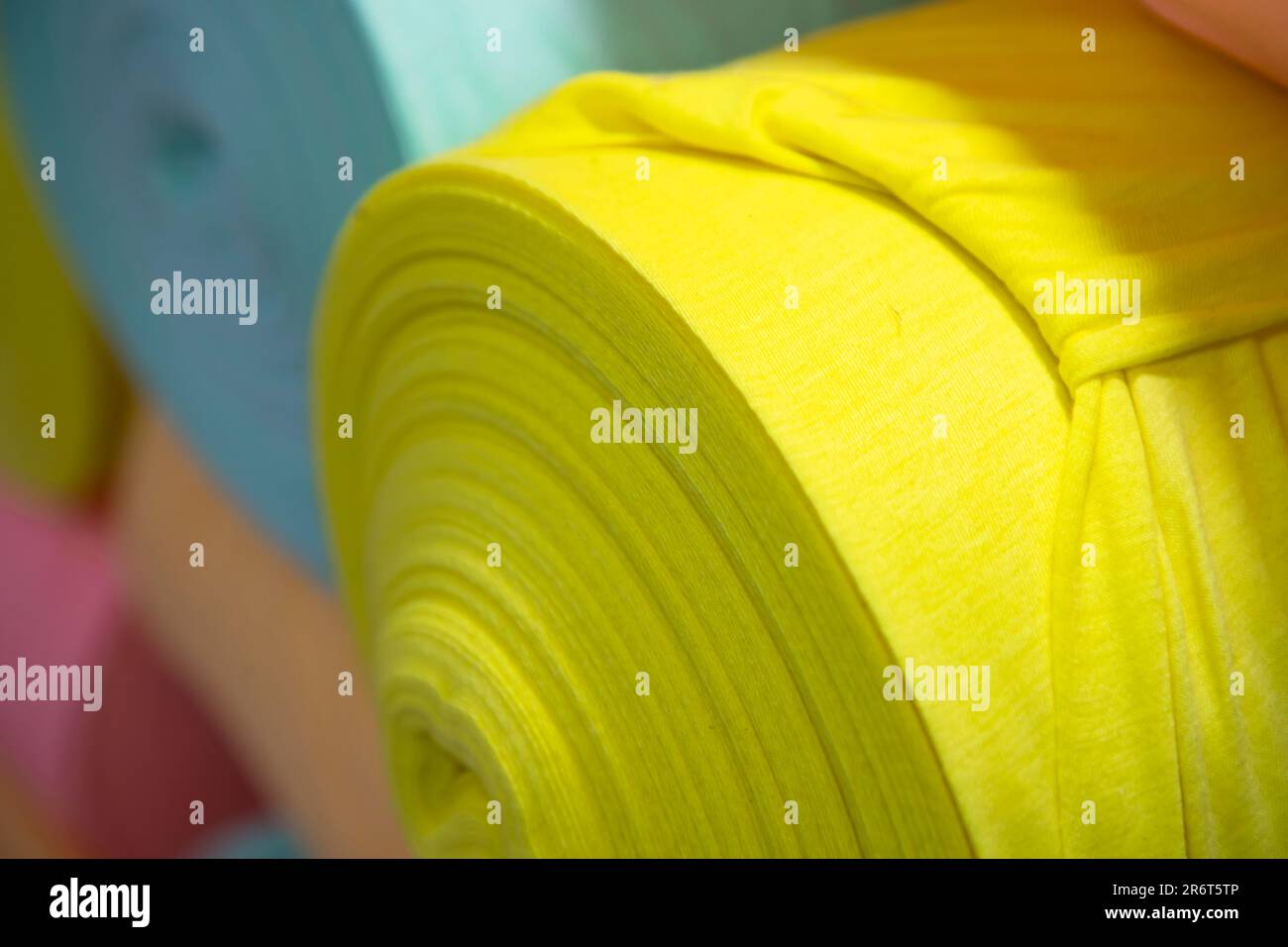 Fabric rolls Closeup focus pattern texture background Stock Photo