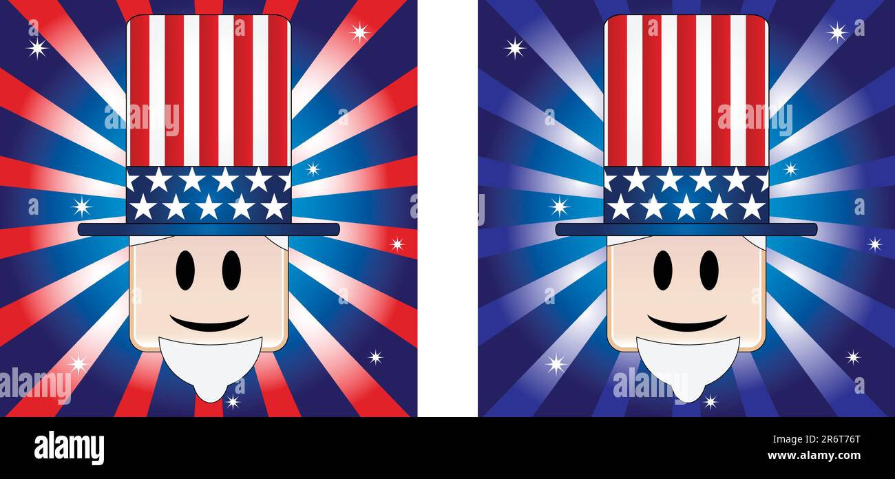 Uncle Sam Background with Stars and Stripe in american flag colors Stock Vector