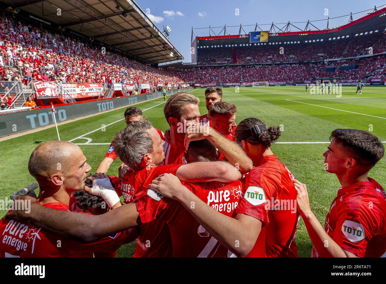 ENSCHEDE, 11-06-2023, De Grolsch Veste, Stadium of Twente. Dutch Eredivisie  play offs season 2022-2023. Twente - Sparta. Twente celebrating during the  game Twente - Sparta (play off). (Photo by Pro Shots/Sipa USA