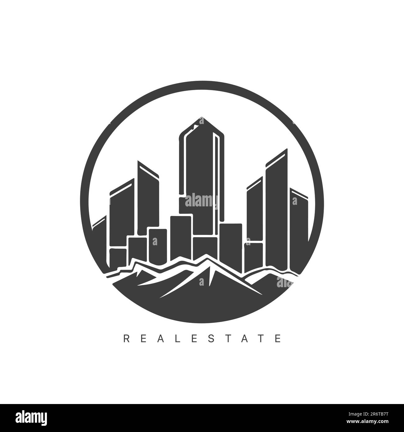 Real estate logo design with line art style. City building vector abstract for Logo Design