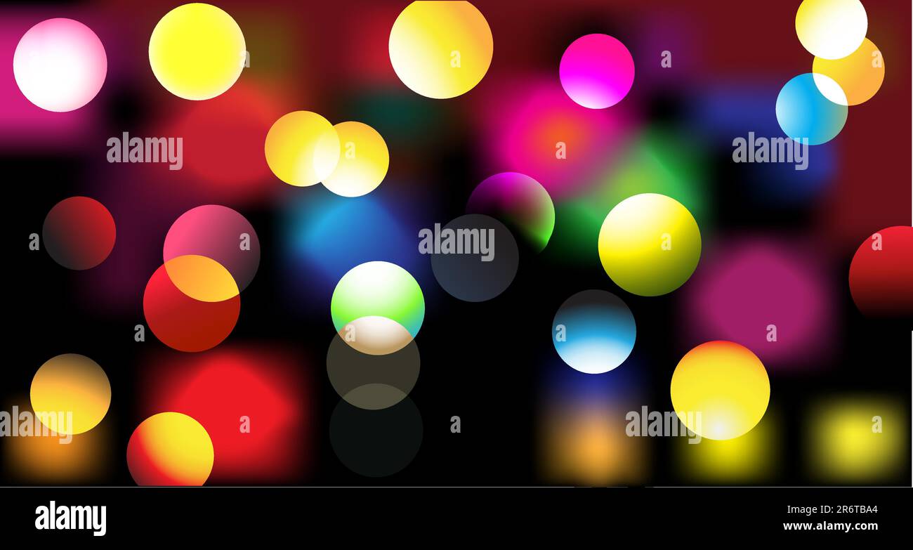 Vector illustration of disco lights dots pattern on black background Stock Vector