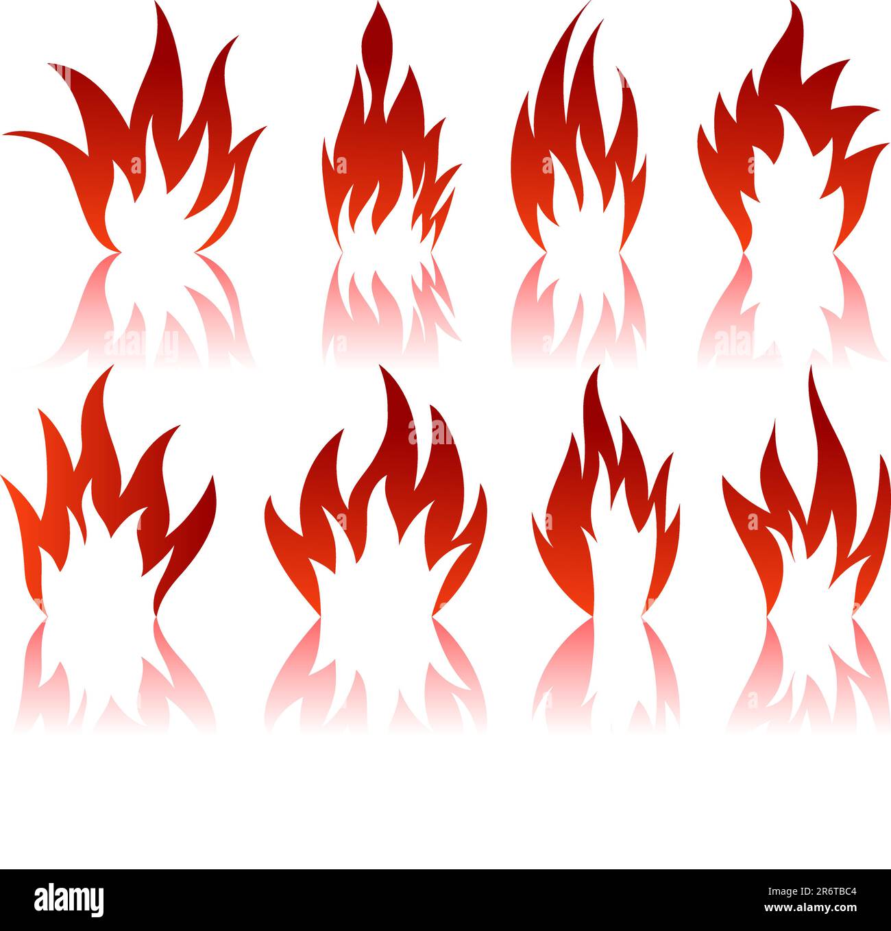 Set of different fire patterns for design use Stock Vector