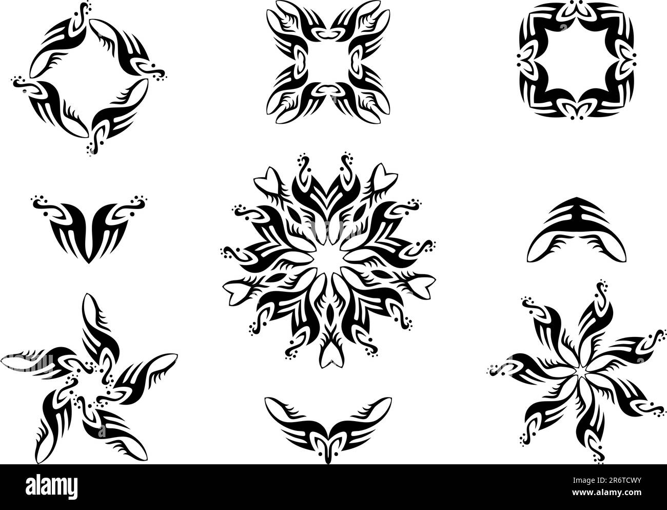 a collection of vector design elements in tribal tattoo style 2R6TCWY
