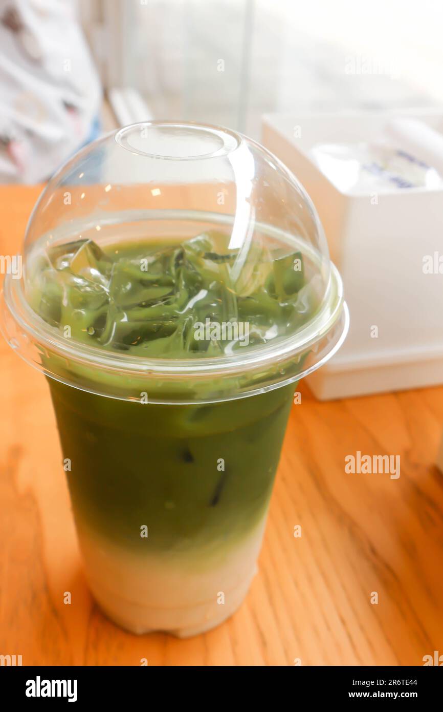 iced green tea, iced matcha or iced matcha green tea latte for serving