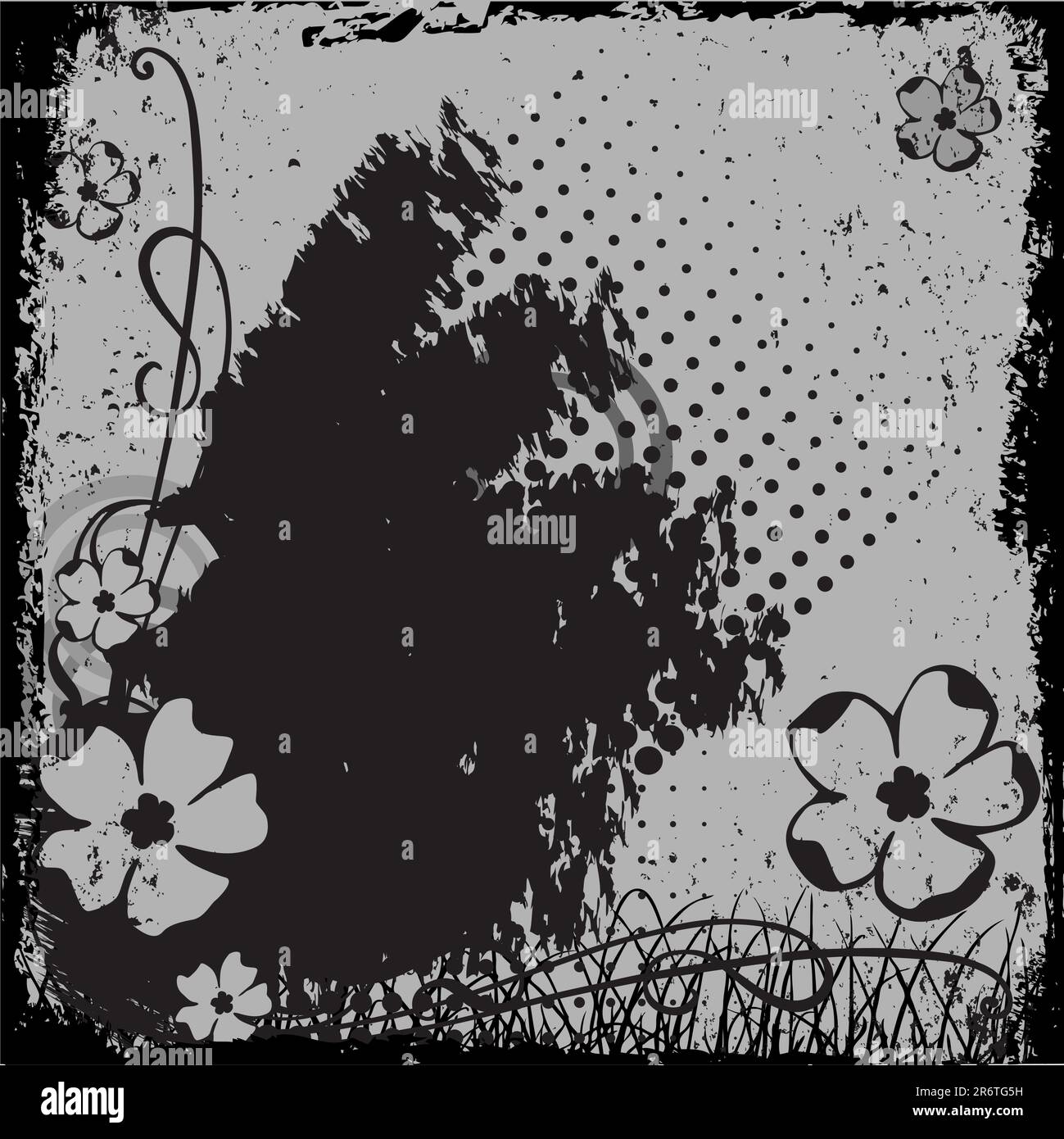 grunge background with swirl flowers and dots Stock Vector Image & Art ...