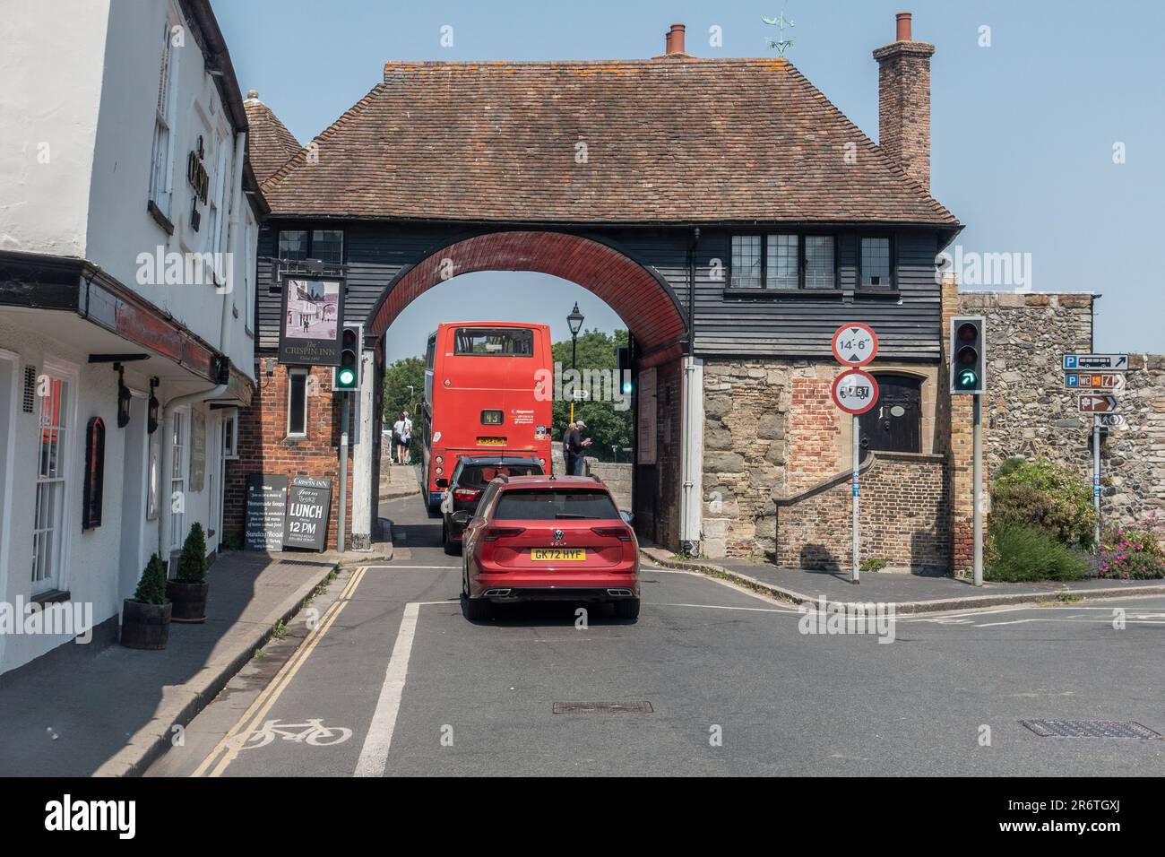 Toll Gate,Sandwich,Kent,England,The Crispin Inn,on the left Stock Photo