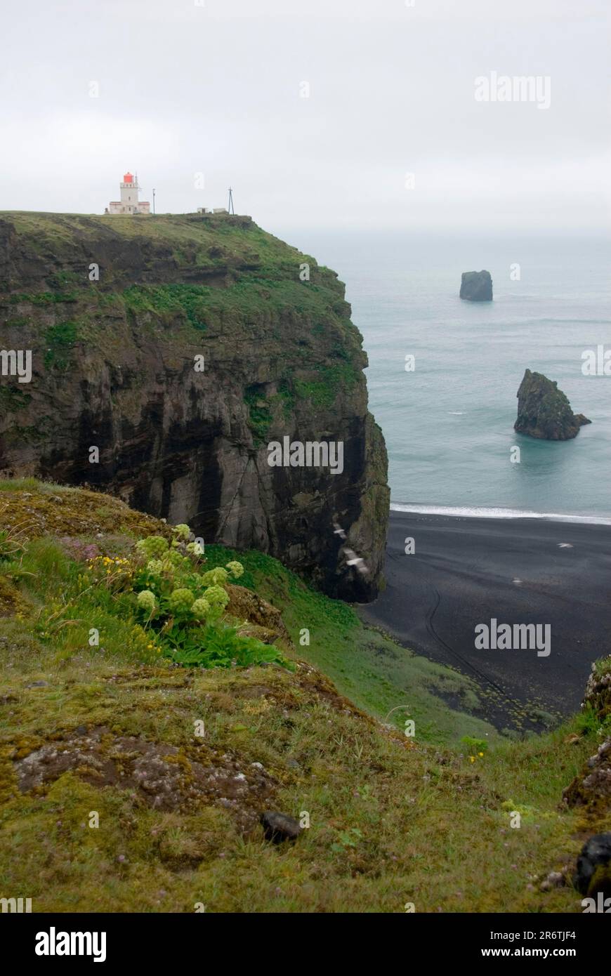 Lighthouse, Cape Dyrholaey, Iceland Stock Photo