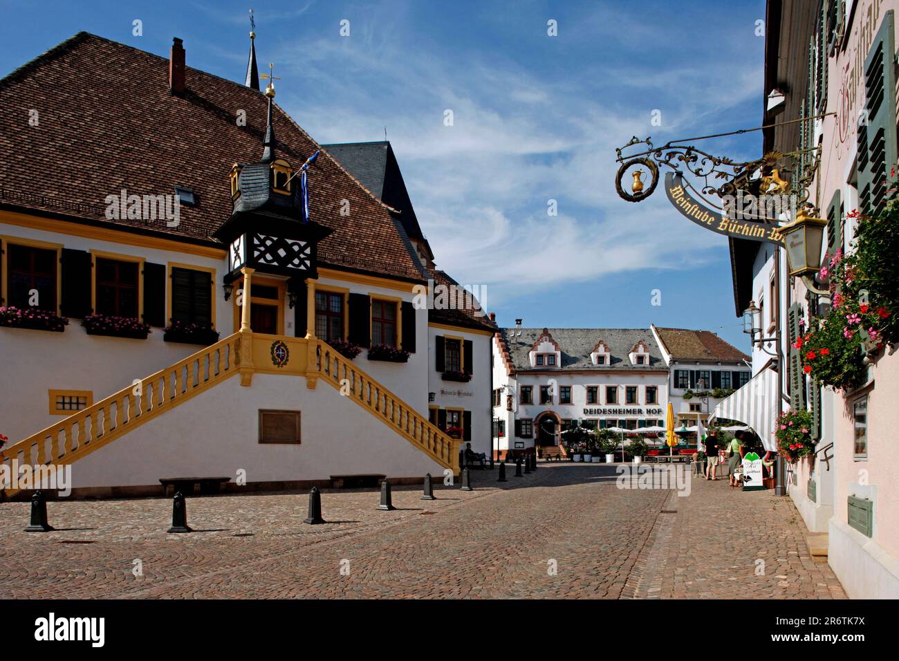 Town Hall, Deidesheim an der Weinstrasse, Rhineland-Palatinate, Hotel Deidesheimer Hof, Germany Stock Photo