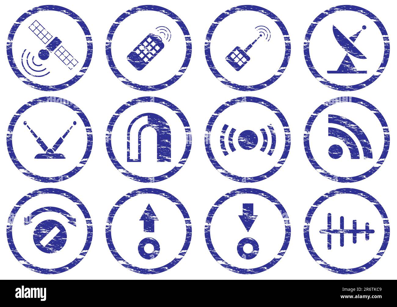 Gadget icons set. Grunge. White - dark blue palette. Vector illustration. Stock Vector