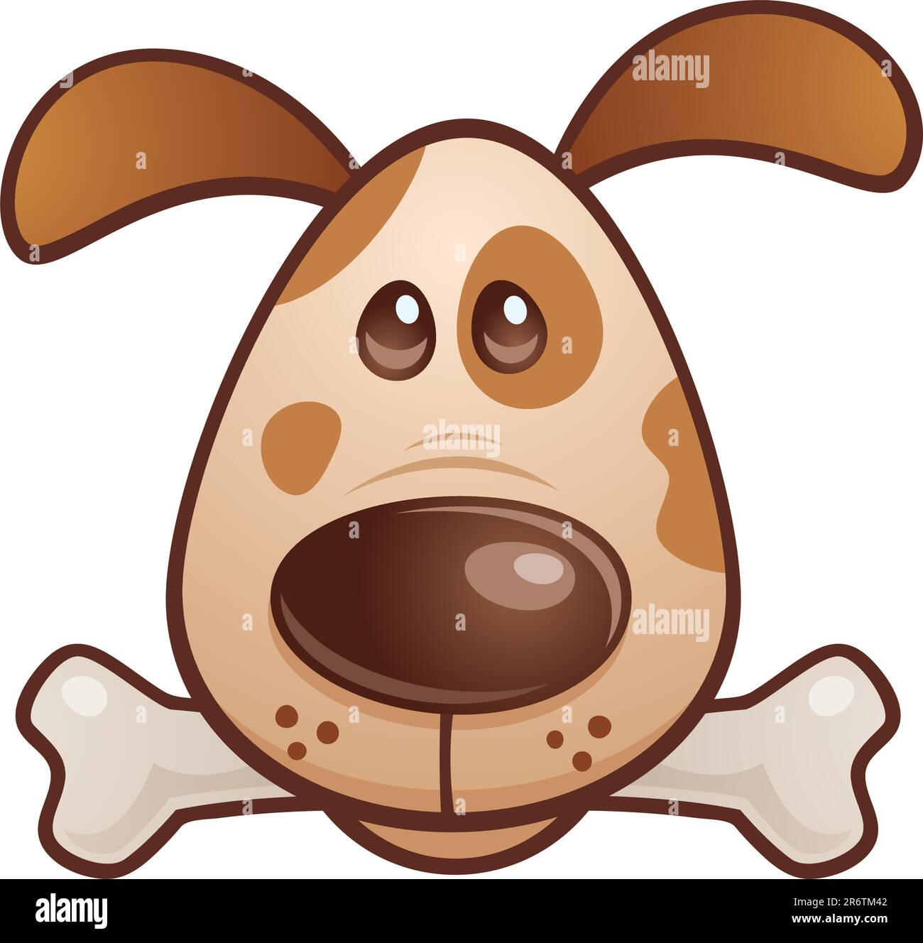Vector cartoon illustration of a cute puppy dog with a bone in his