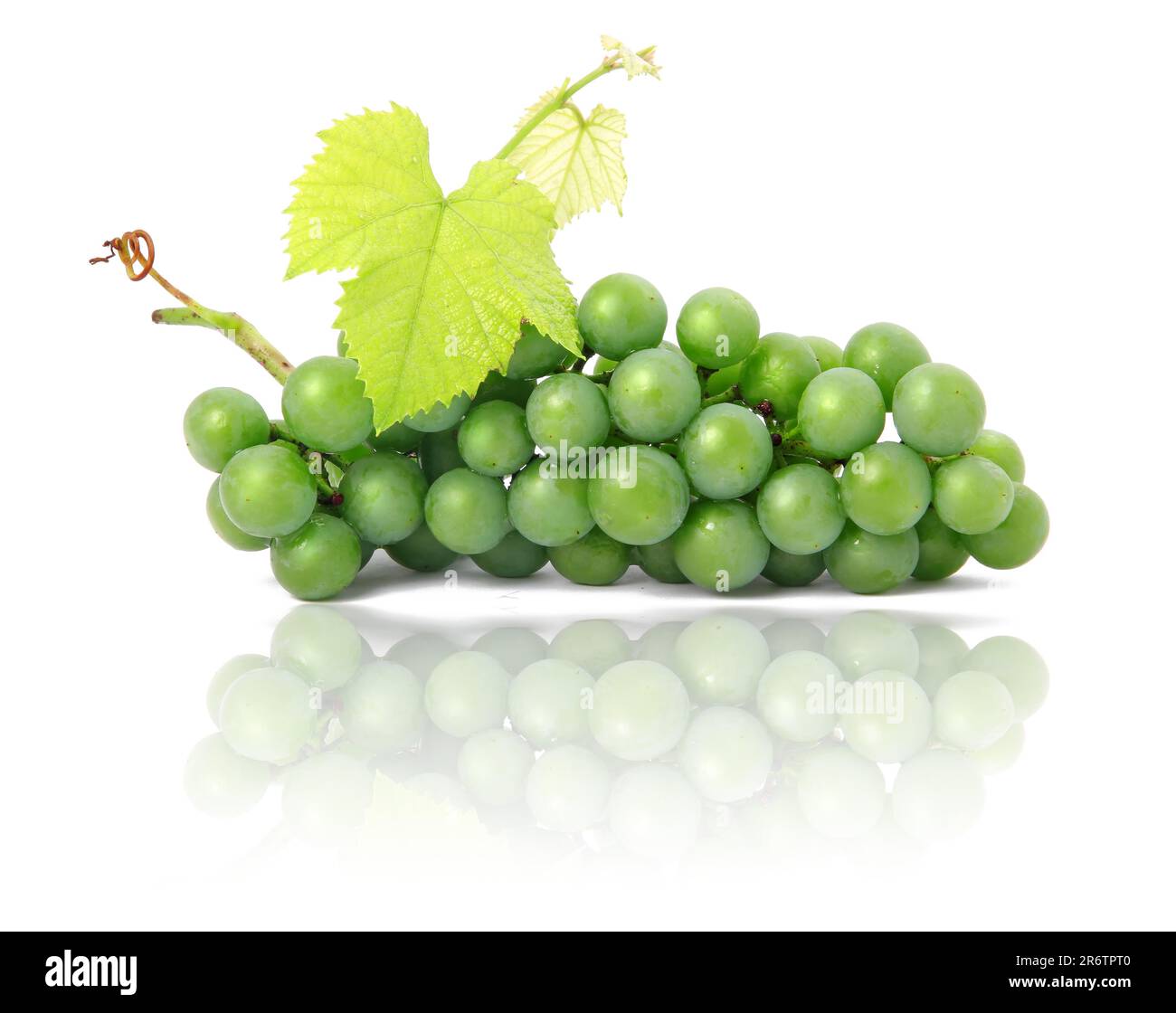 Fresh grape fruits with green leaves isolated on white background Stock ...