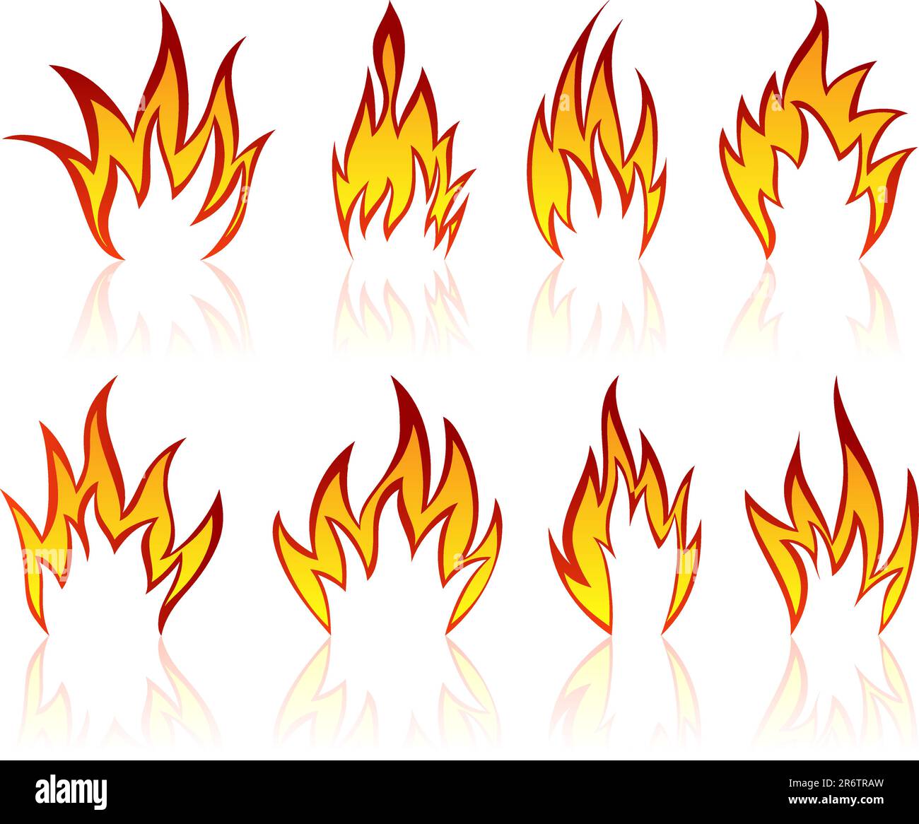 Set of different fire patterns for design use Stock Vector