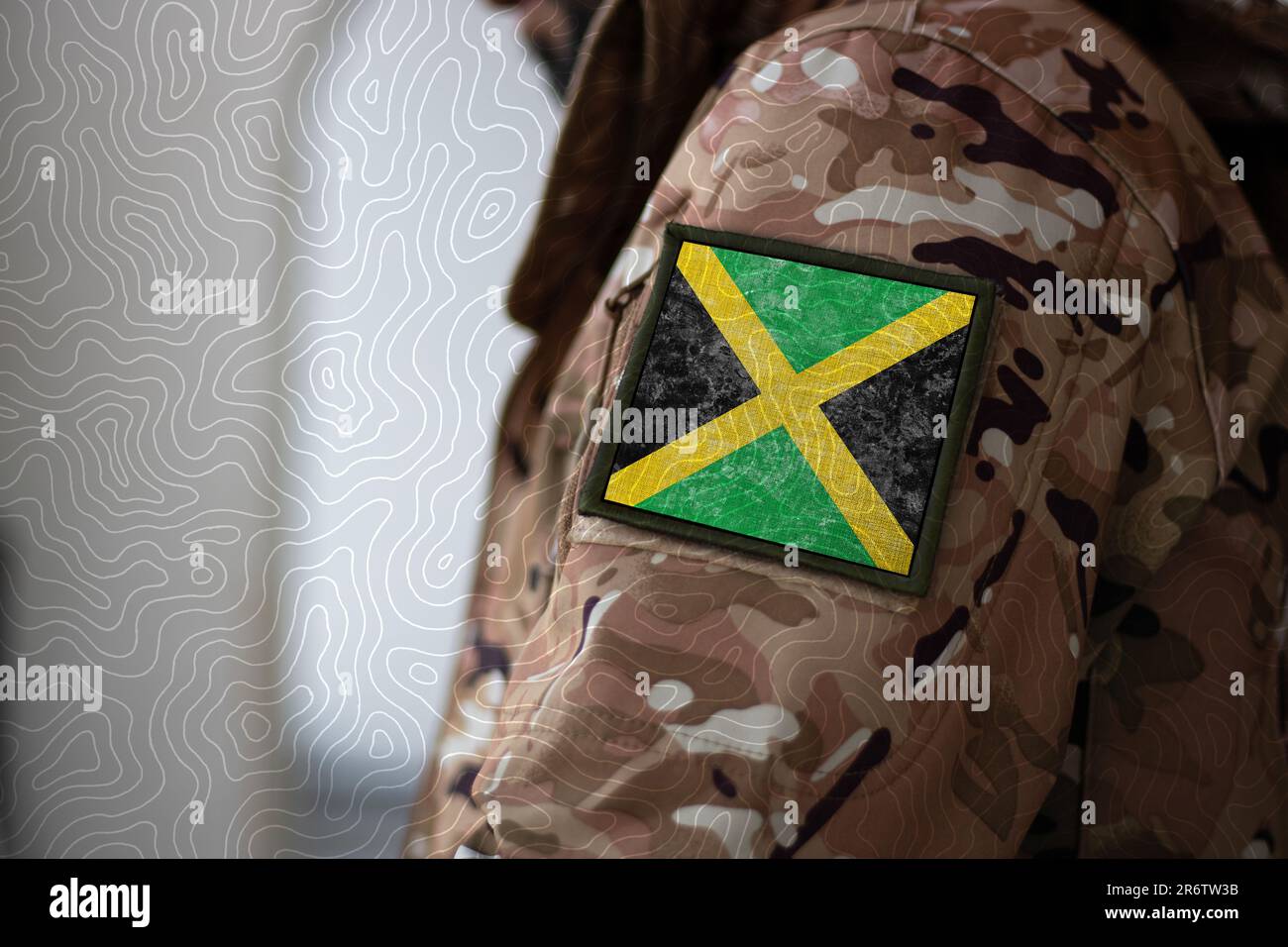 Jamaica Soldier, Soldier with flag Jamaica, Jamaica flag on a military