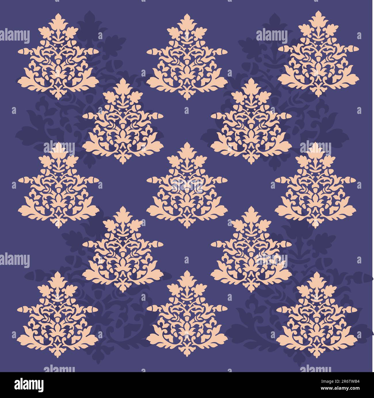 Antique scroll wallpaper - seamless and vector blue background Stock ...