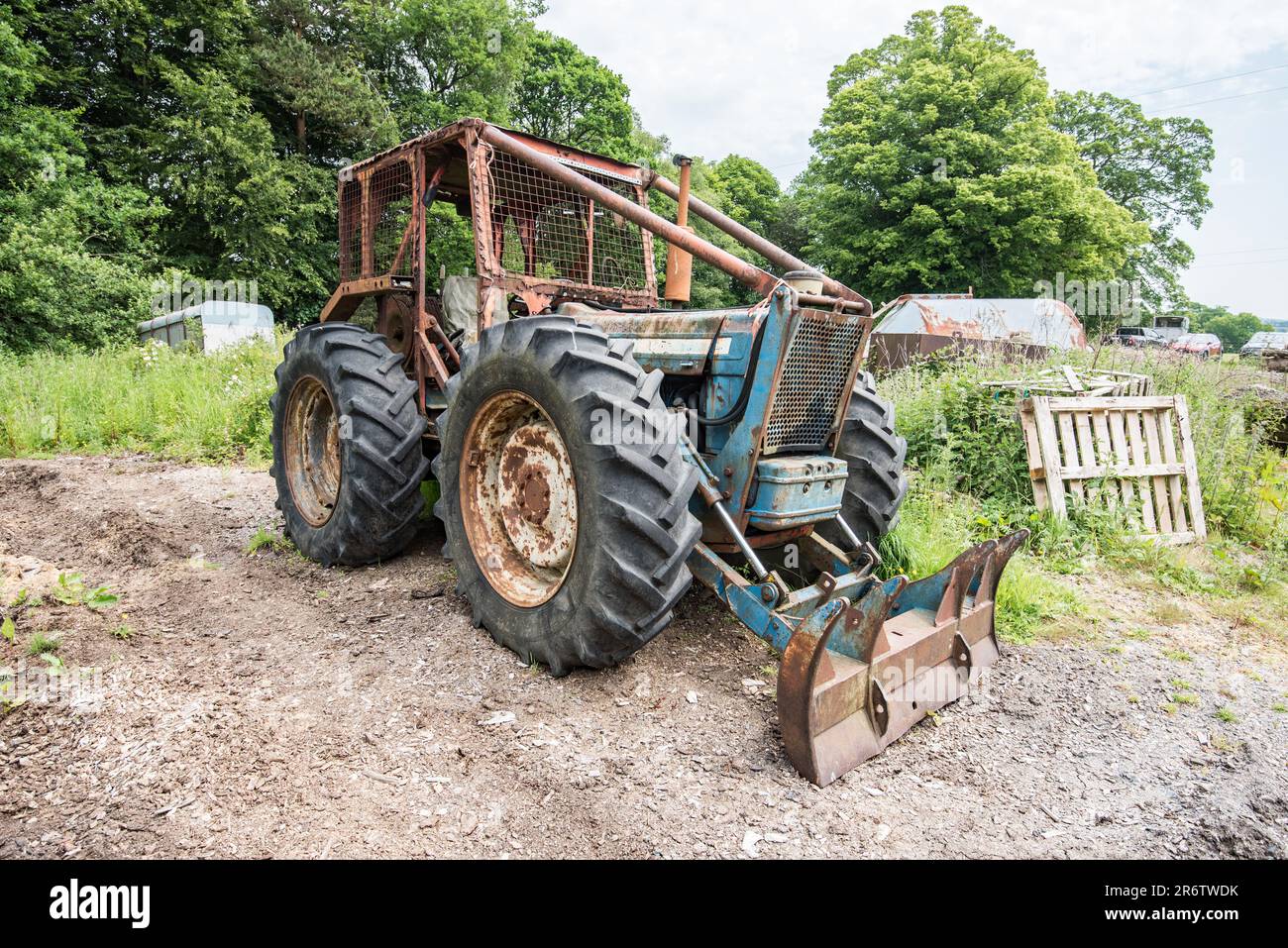Deteriorated old tractor at Cappelside Farm in Rathmell North Deteriorated old tractor at Cappelside Farm in Rathmell North