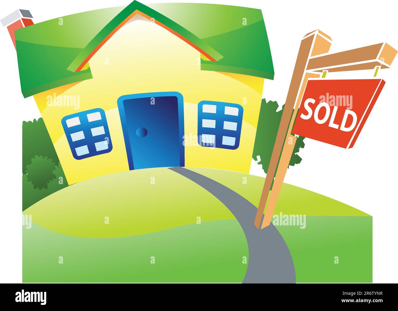 Sold house small building illustration Stock Vector