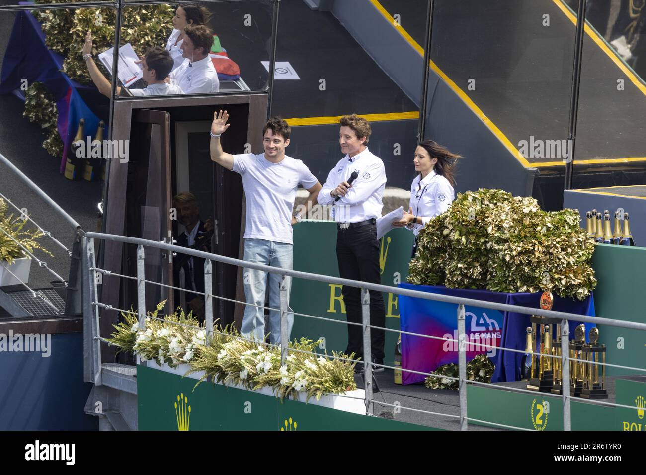 Leclerc Charles (mco), podium during the podium of the 24 Hours of Le Mans 2023 on the Circuit des 24 Heures du Mans on June 11, 2023 in Le Mans, France - Photo: Alexandre Guillaumot/DPPI/LiveMedia Stock Photo