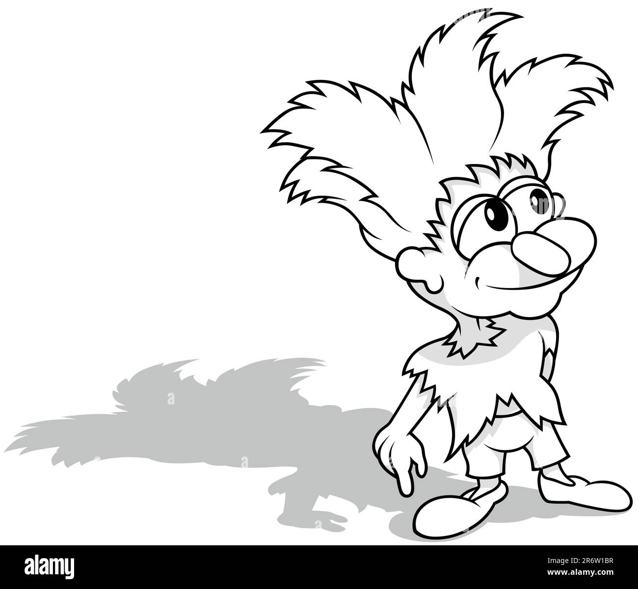 Drawing of Forest Leprechaun with Tousled Hair Stock Vector