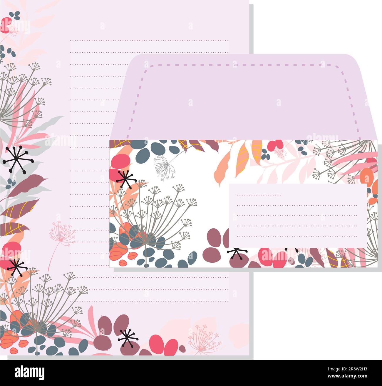lined letter set witch jolly flowers Stock Vector
