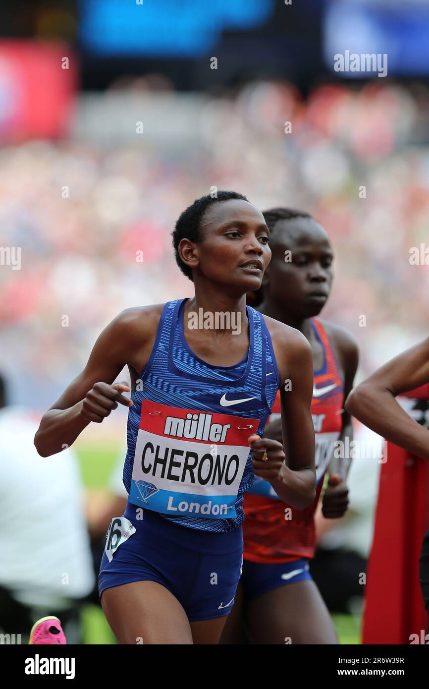 Eva CHERONO (Kenya) competing in the Women's 5000m Final at the 2019, IAAF Diamond League, Anniversary Games, Queen Elizabeth Olympic Park, Stratford, London, UK. Stock Photo