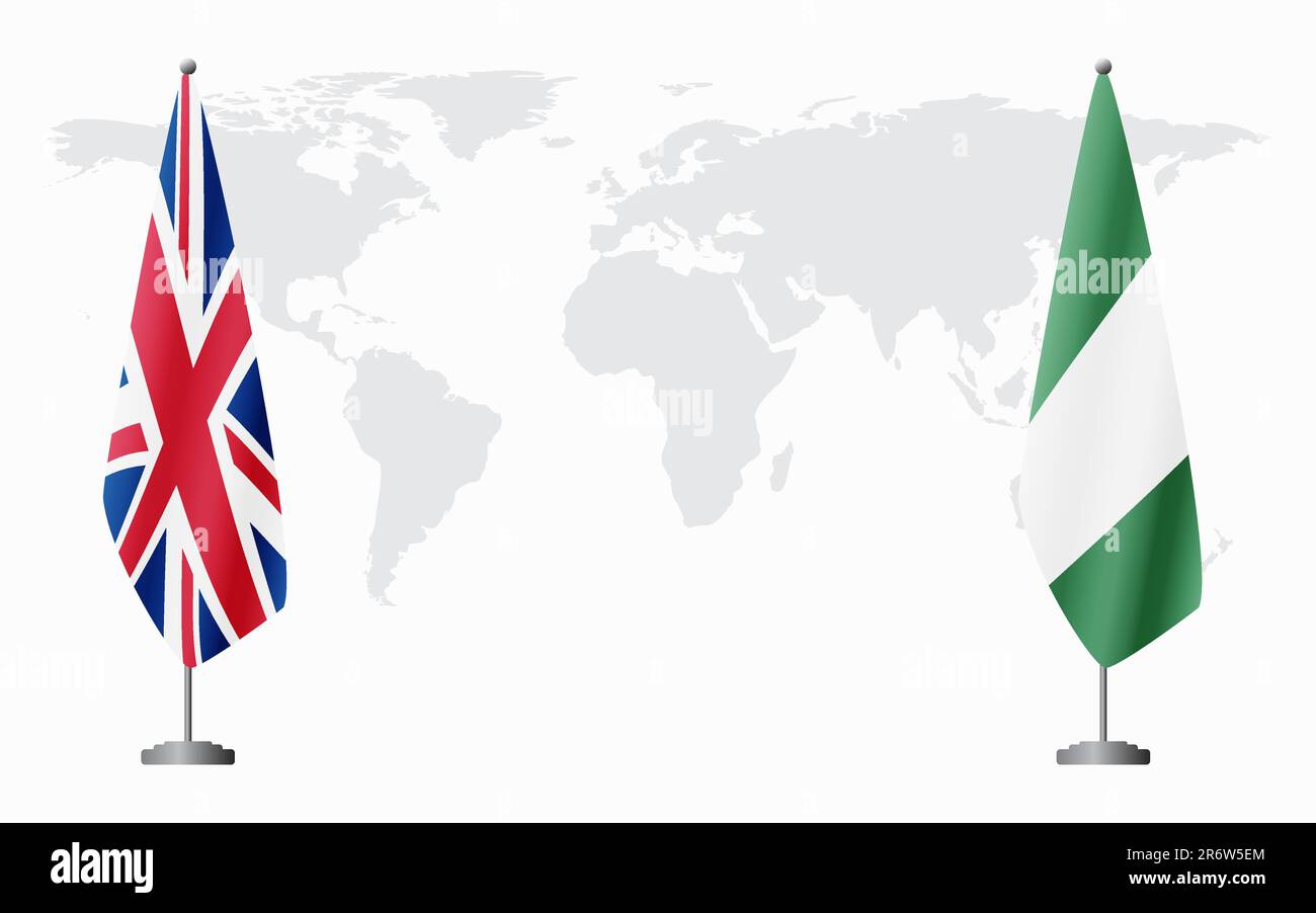 United Kingdom and Nigeria flags for official meeting against
