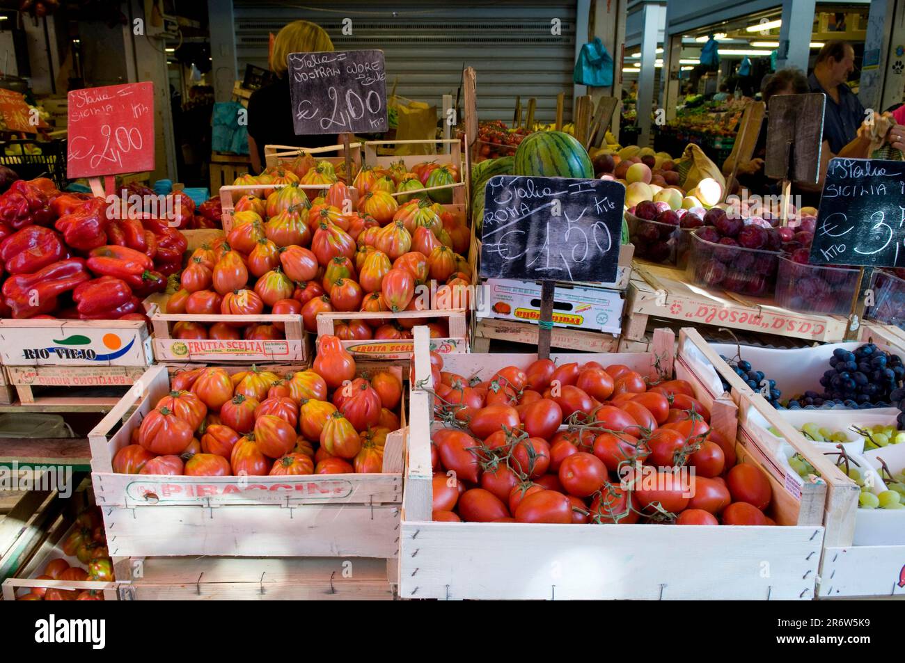 Market stall, Ventimiglia, Italian Riviera, Liguria, Italy Stock Photo