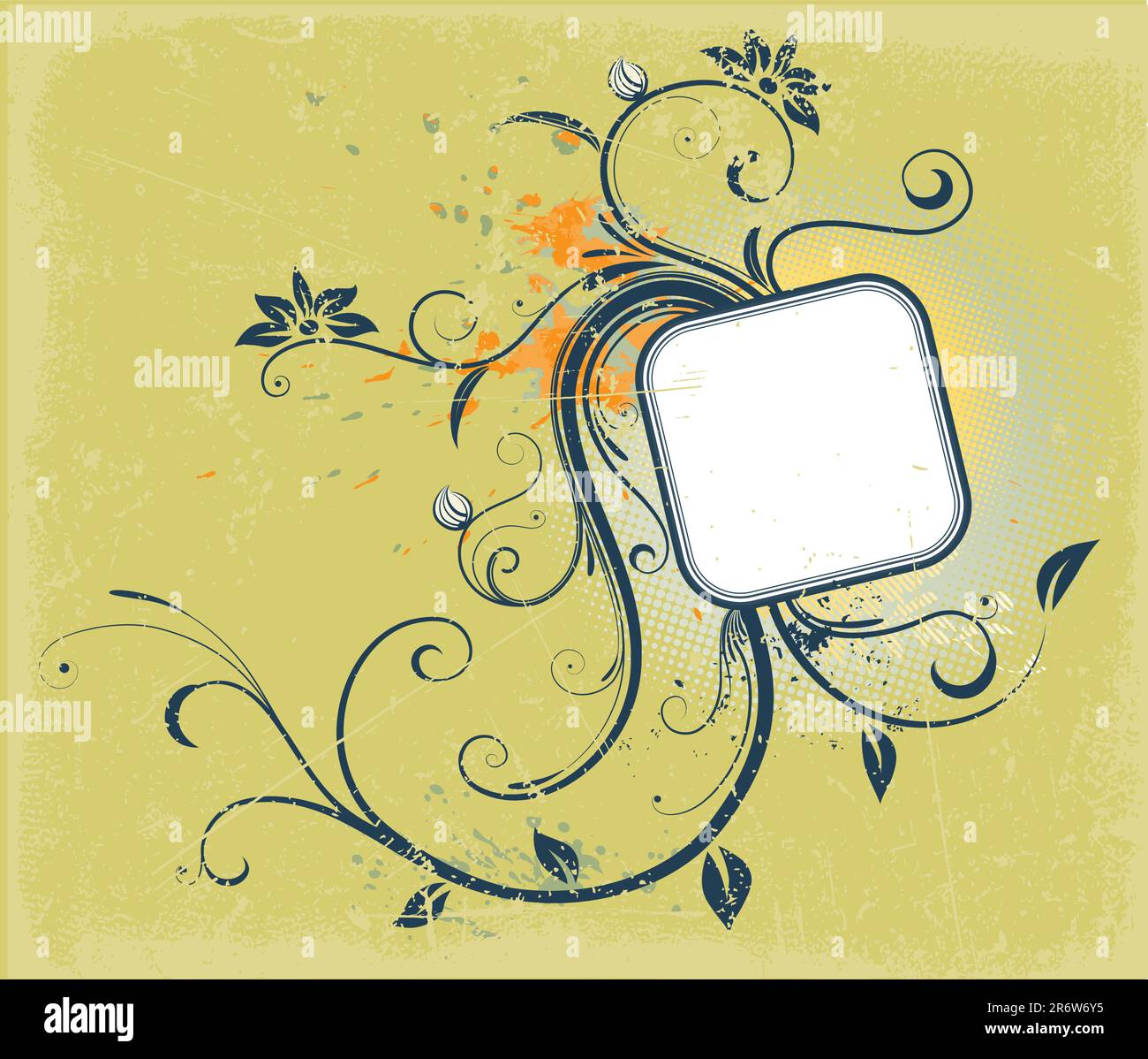 Vector illustration of Grunge Floral Decorative frame Stock Vector ...