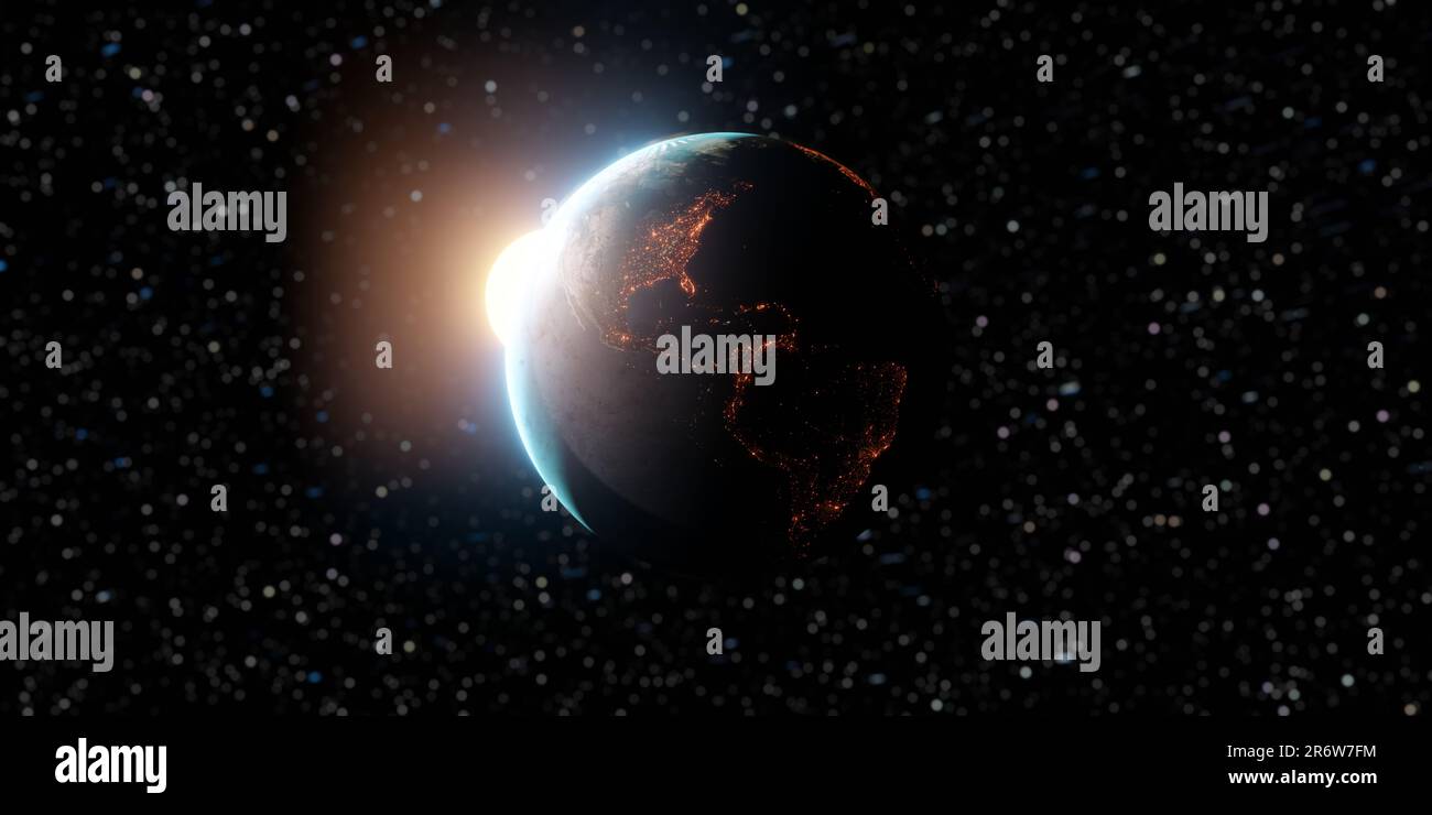 Planet Earth with spectacular sunrise. Elements are part of NASA. 3D ...
