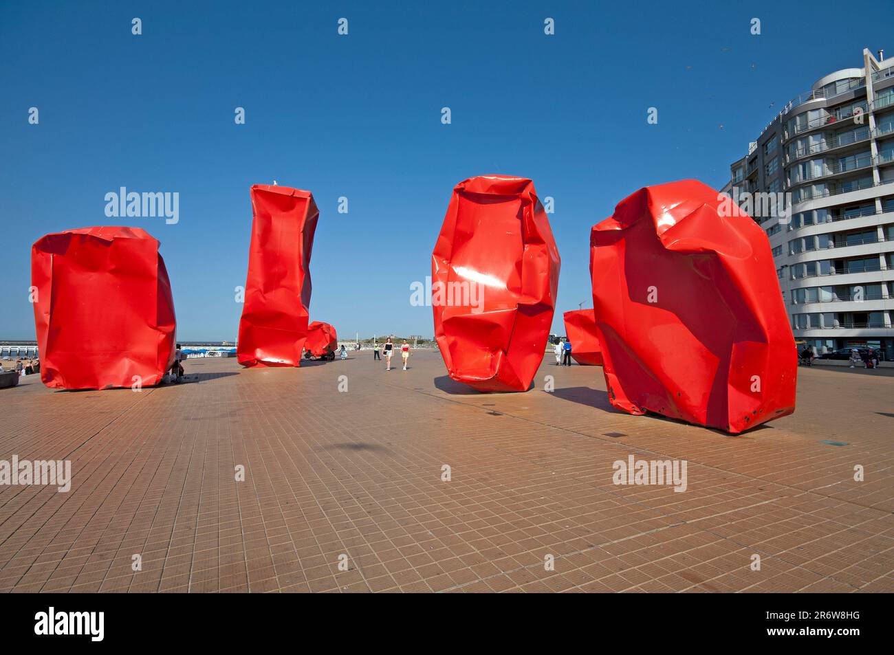 Rock Strangers art installation (by the belgian conceptual artist Arne Quinze) in Ostend, Flanders, Belgium Stock Photo