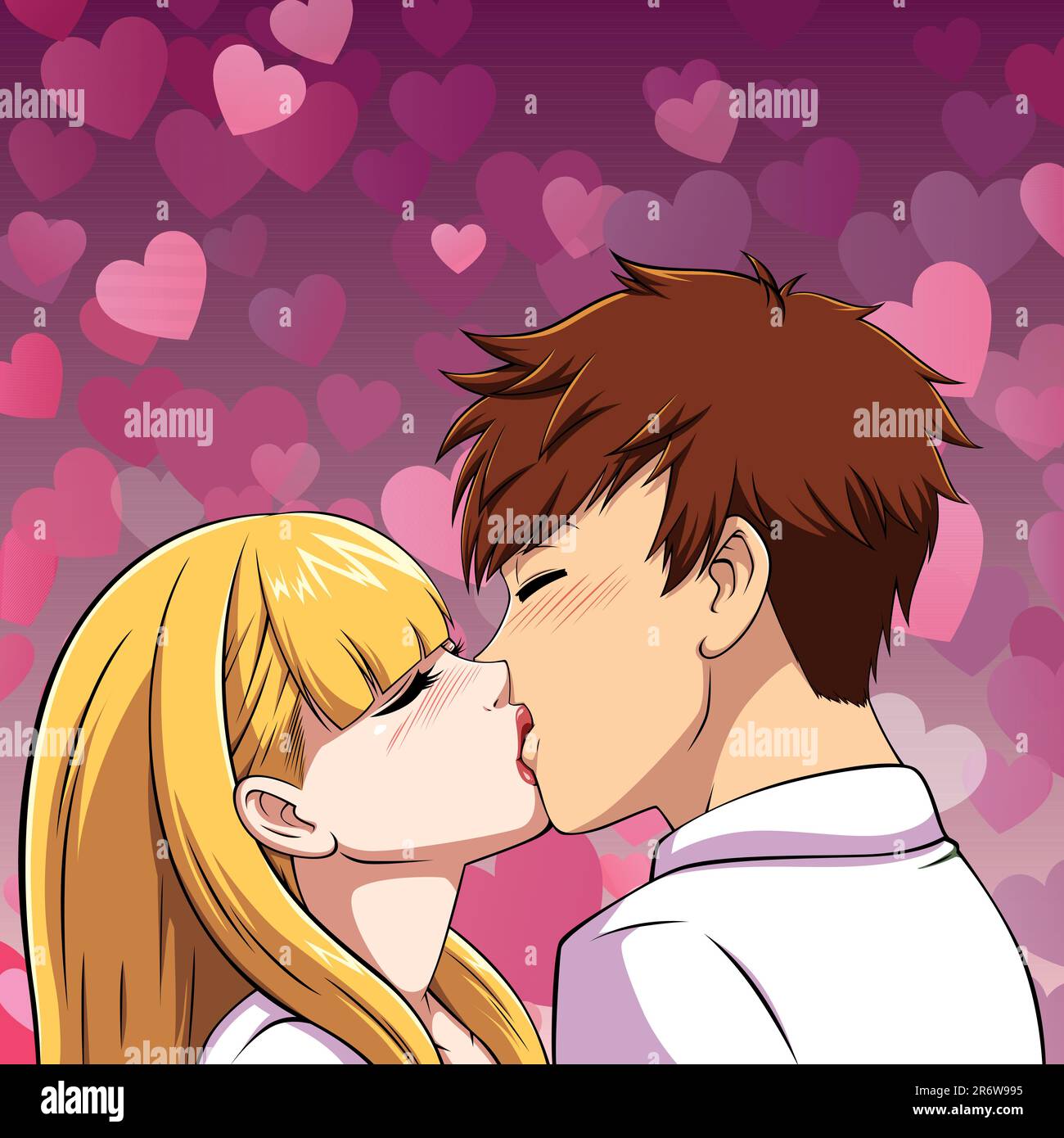 Anime Boy and Girl Kissing Stock Vector Image & Art - Alamy