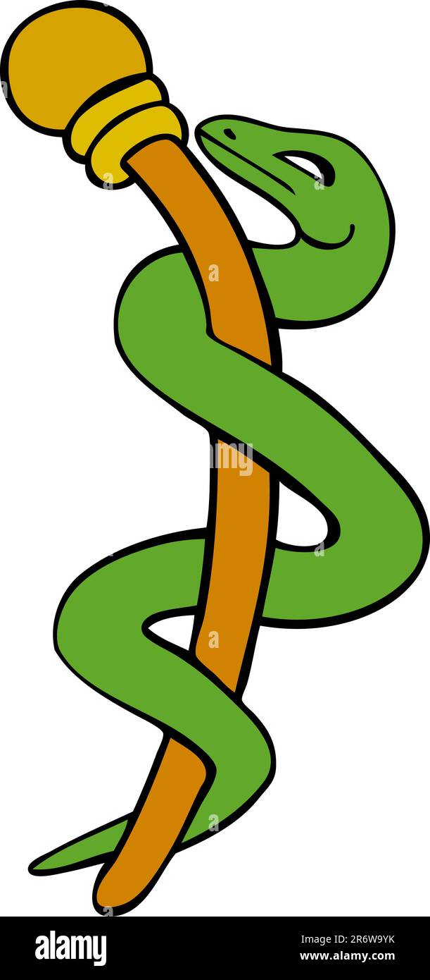 Caduceus Medical symbol stylized with just one snake Stock Vector