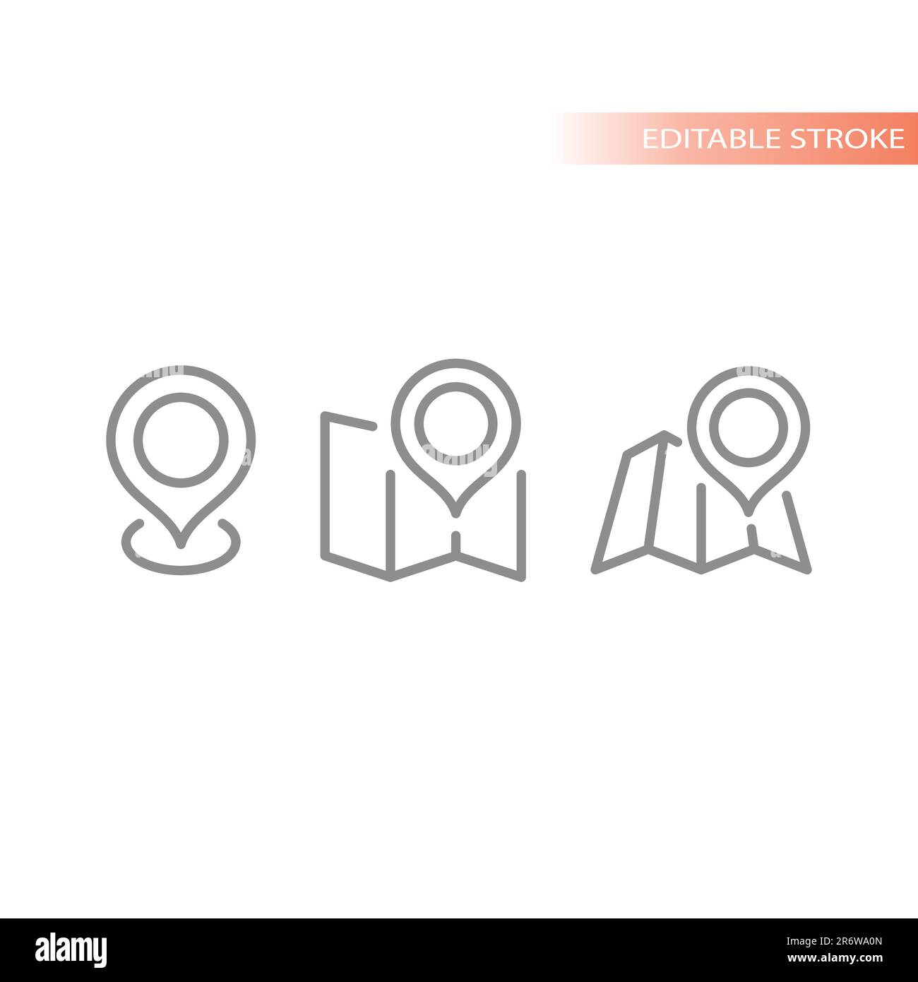 Location pin and map line vector icon set. Address outline symbol Stock ...