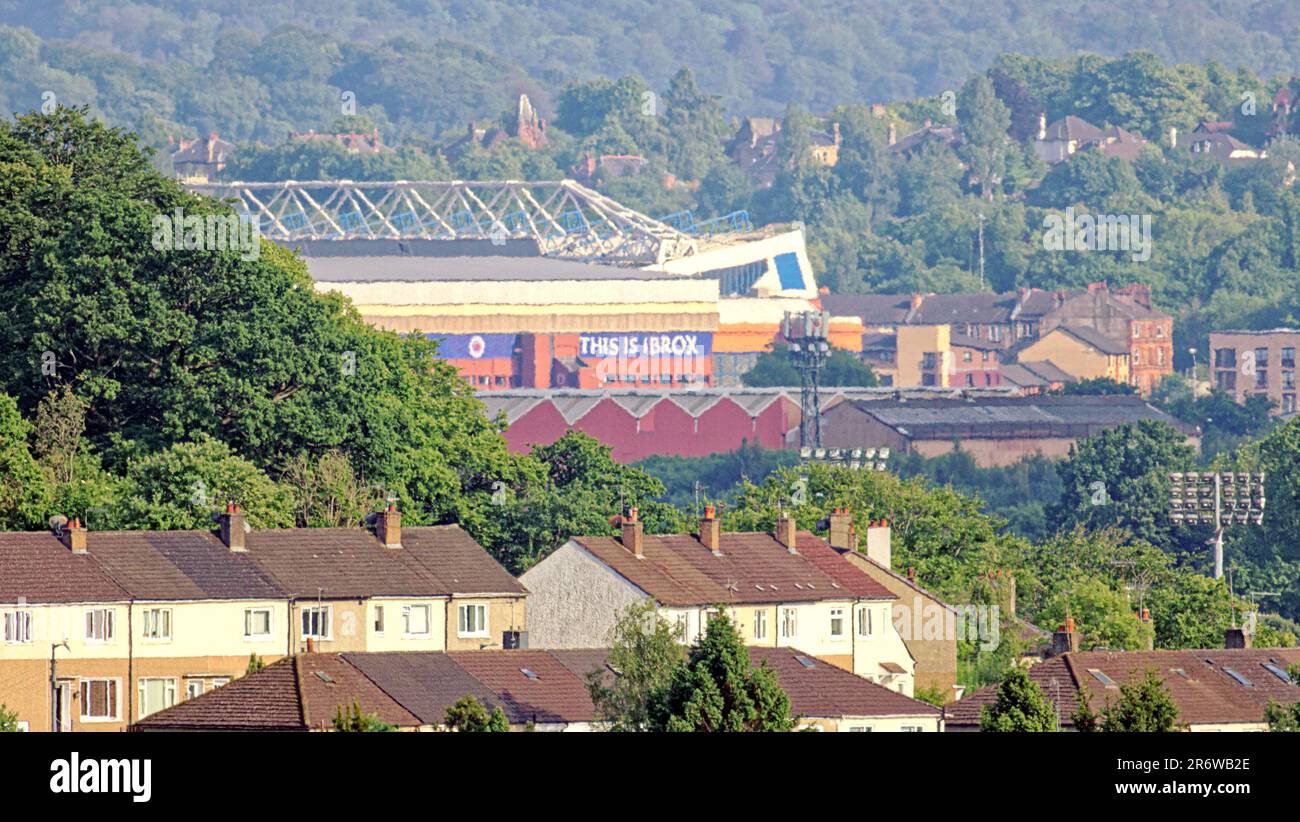 aerial view of the city rangers ibrox stadium from jordanhill Stock Photo