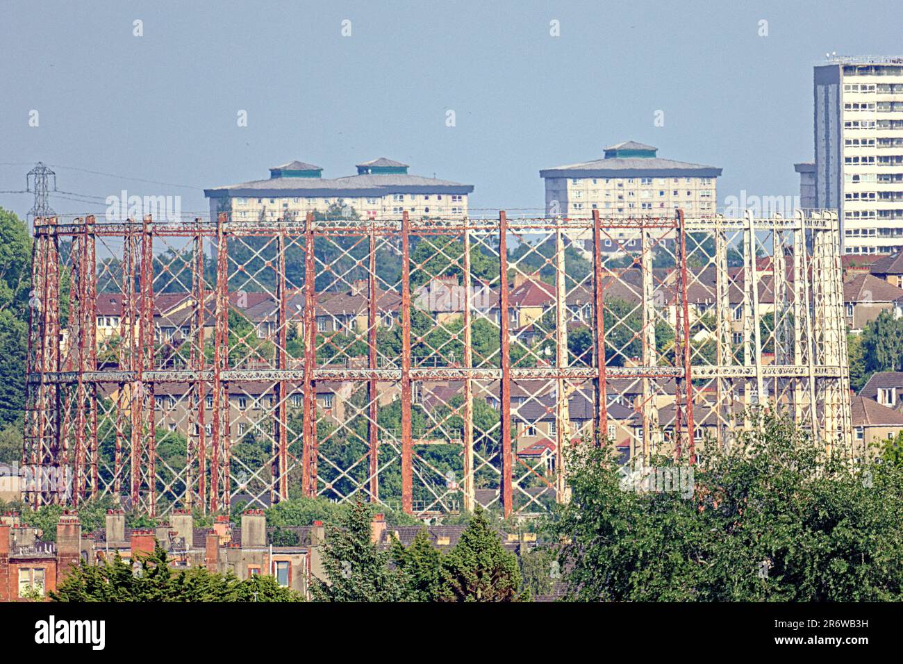 aerial view of the city the gasometer of temple or kelvindale Stock Photo