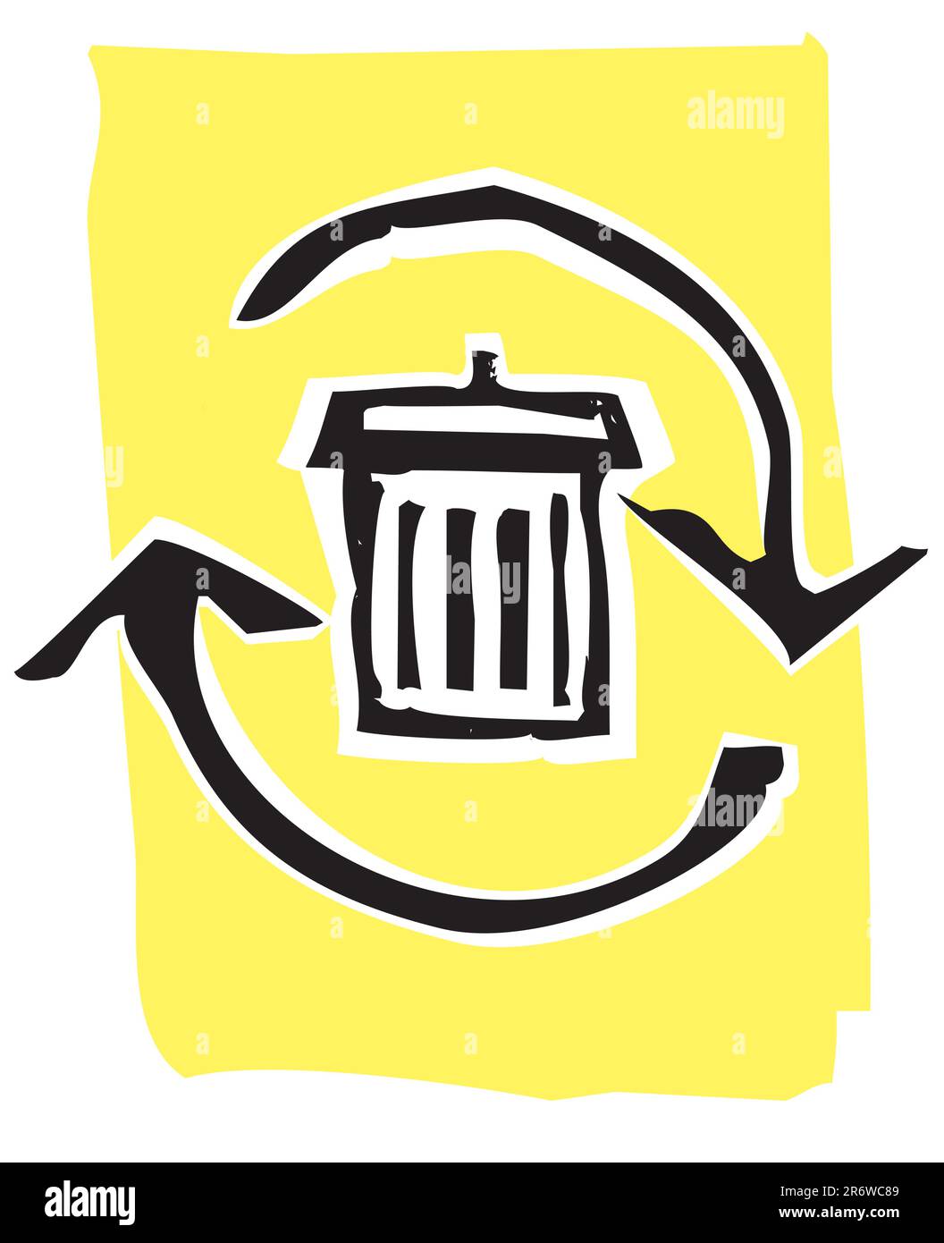 Trashcan in a circle of recycle or refresh arrows. Stock Vector