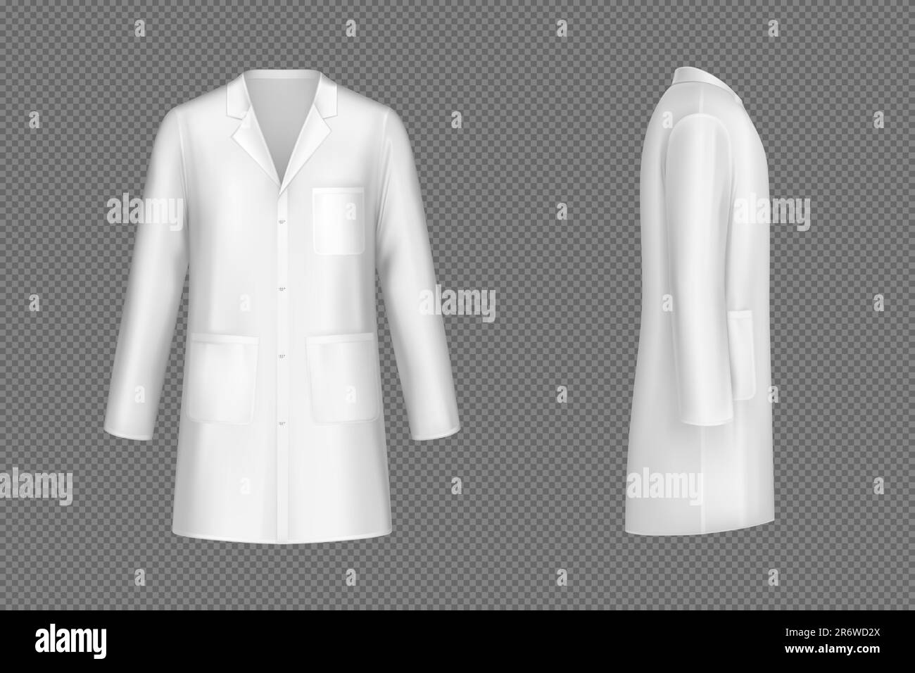 White doctor coat, medical uniform isolated on transparent background