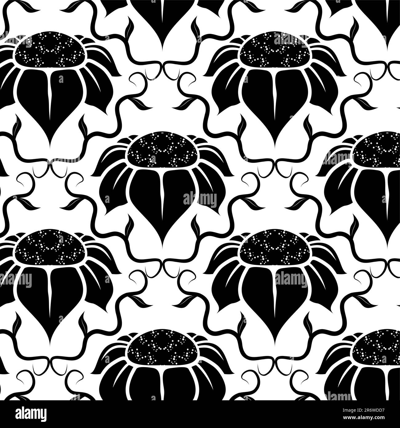 Illustration of a black and white vintage floral pattern Stock Vector