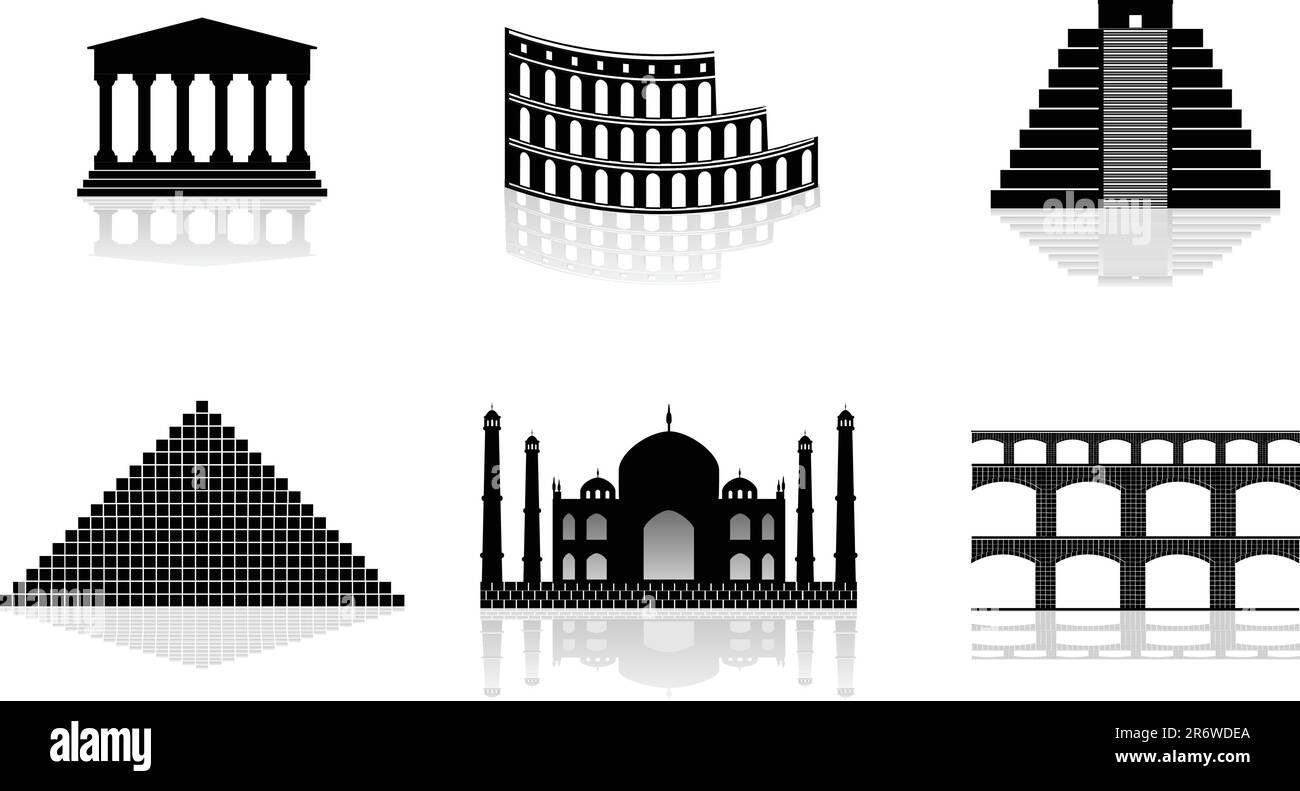 historical monuments vector illustrations Stock Vector