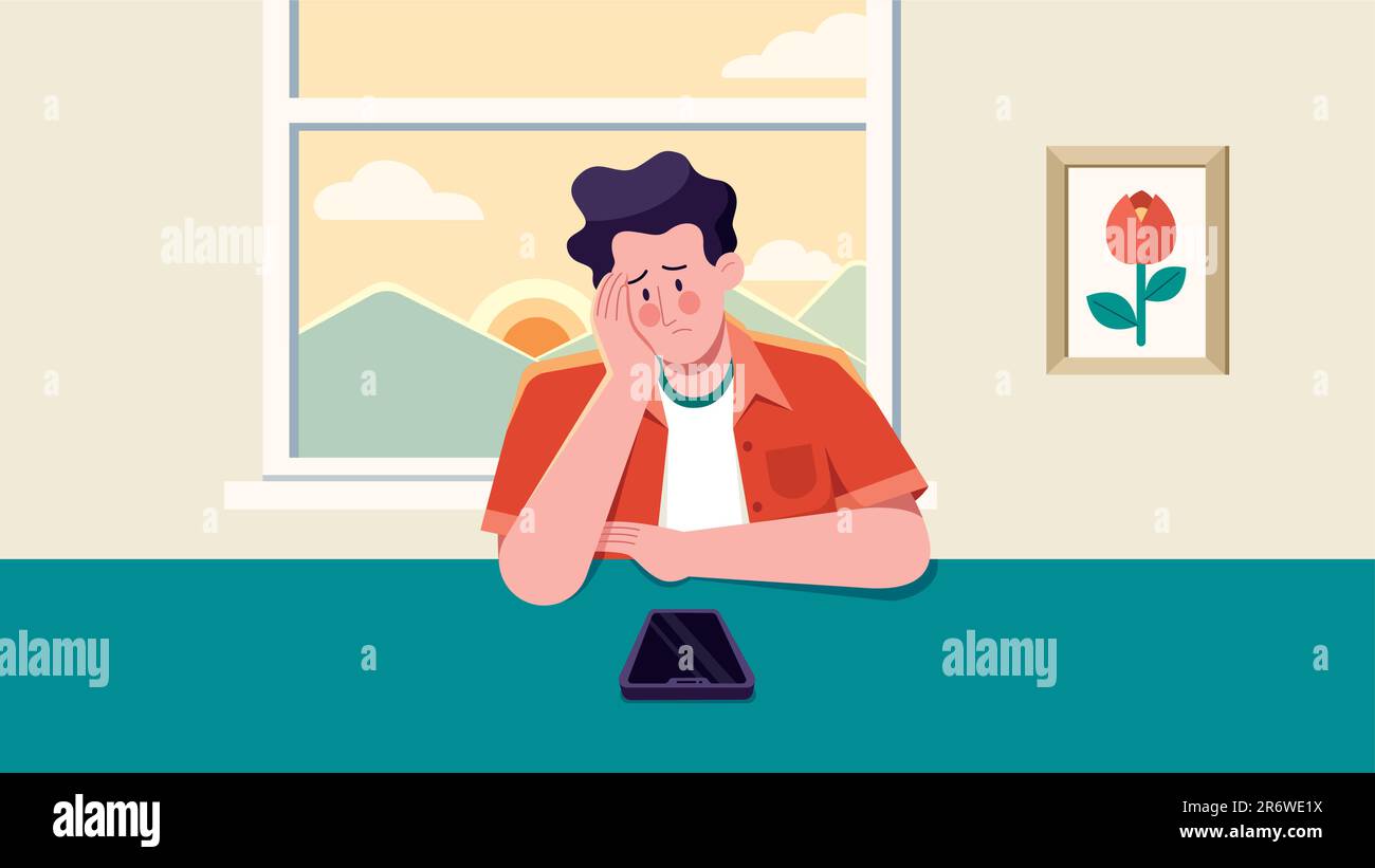 Waiting for Phone Call Stock Vector