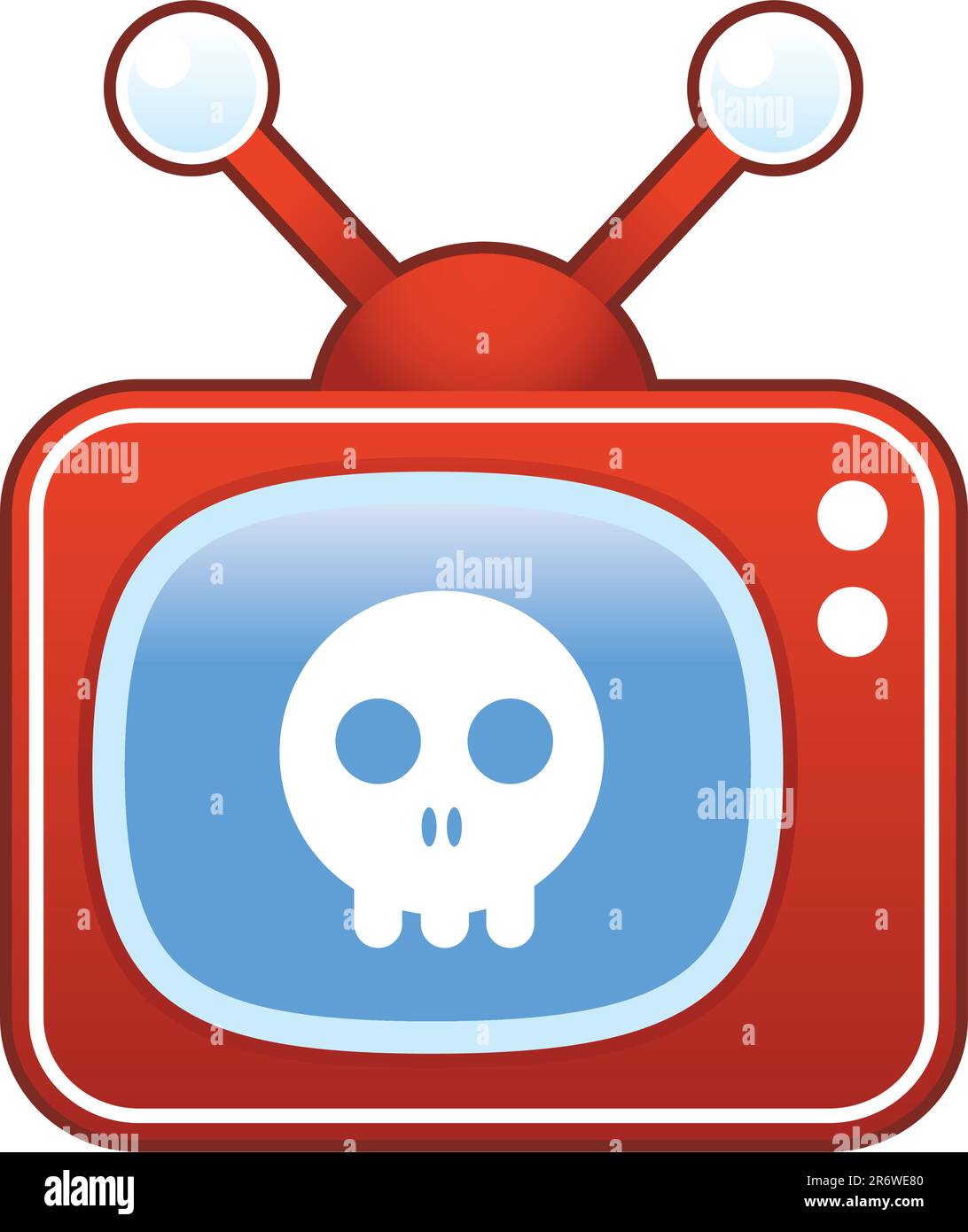 Skull icon on retro television set Stock Vector