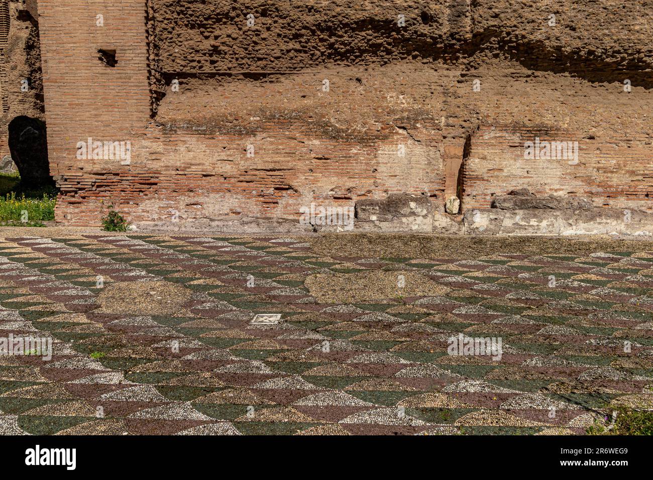 Richly decorated floor mosaics at The Baths Of Caracalla, The Baths of Caracalla were the second-largest ancient thermae in Rome, Italy Stock Photo