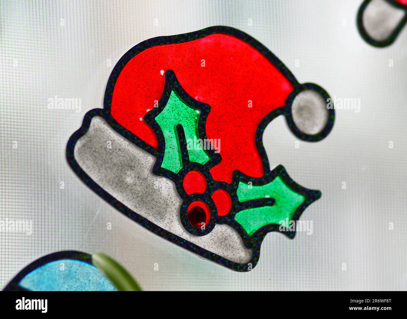 DIY chrstmas decorations on the window Stock Photo