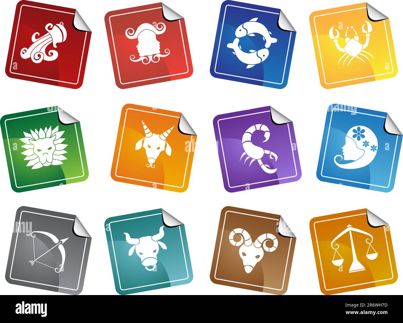 Set of zodiac horoscope sticker icons / web buttons Stock Vector Image ...