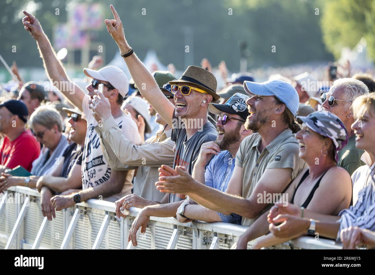 Landgraaf, Netherlands. 11th June, 2023. LANDGRAAF - Fans during the concert of Bruce Springsteen and The E Street band on the Megaland site. The concert is part of the stadium tour with which 'The Boss' travels through Europe. ANP MARCEL VAN HOORN netherlands out - belgium out Credit: ANP/Alamy Live News Stock Photo