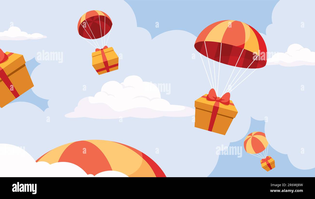 Gifts Airdrop Flat Design Stock Vector
