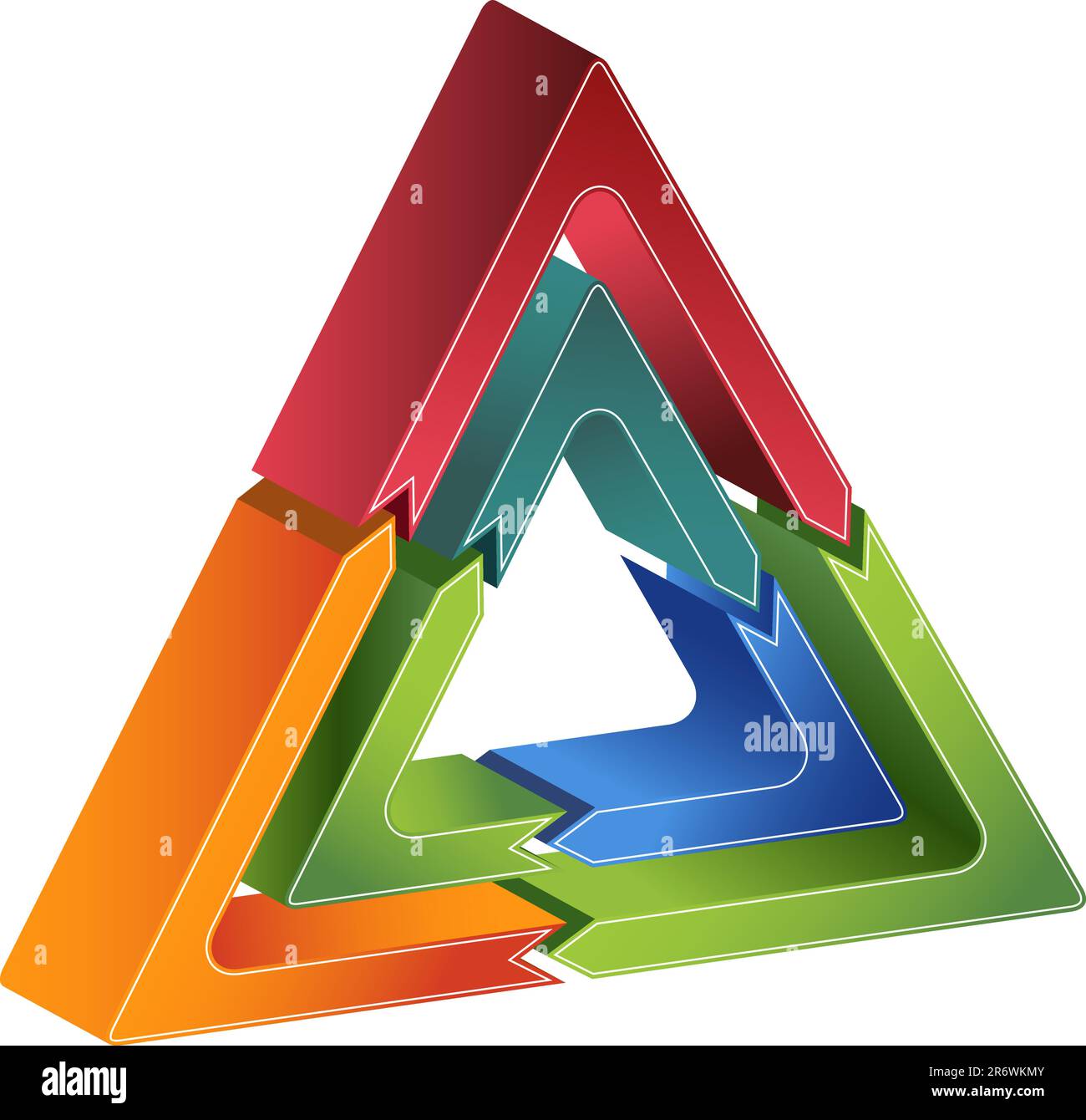 3D triangular business diagram with roating arrows Stock Vector Image