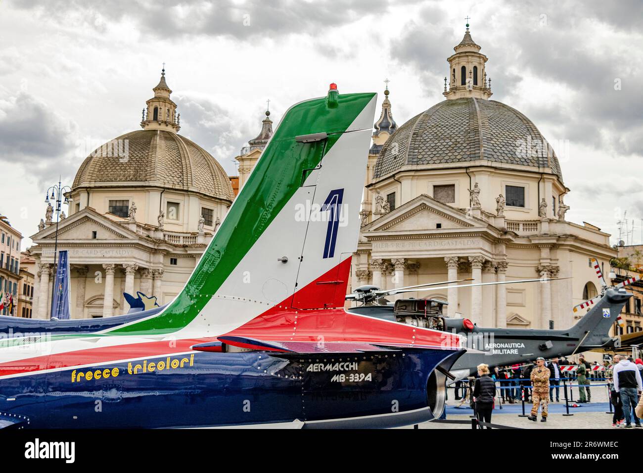 People at a public event to celebrate the centenary of the Italian Air Force ,1923-2023, held at Piazza Del Popolo, Rome ,Italy Stock Photo