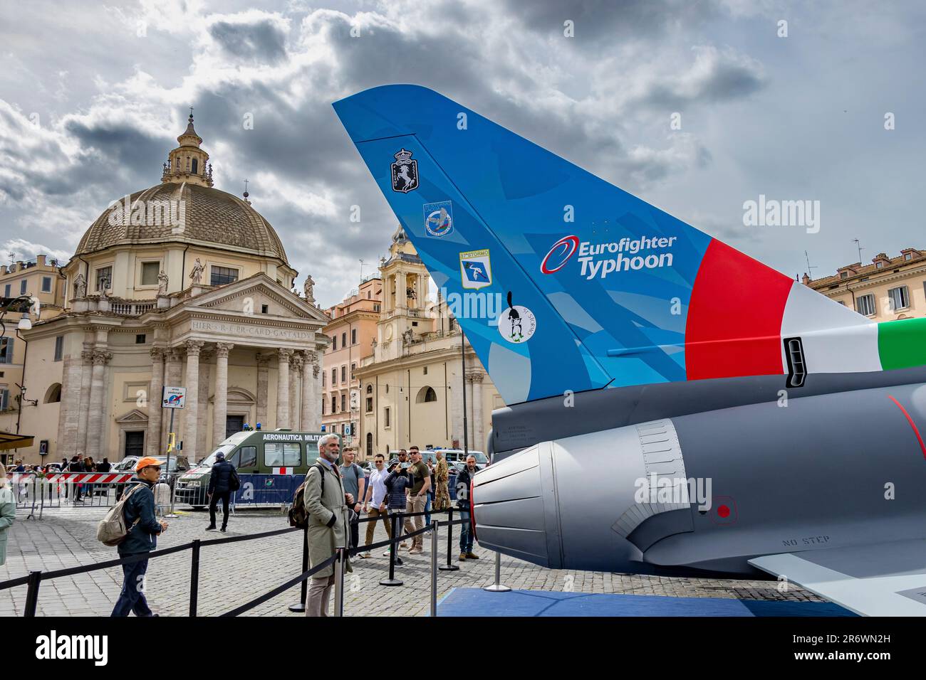People at a public event to celebrate the centenary of the Italian Air Force ,1923-2023, held at Piazza Del Popolo, Rome ,Italy Stock Photo