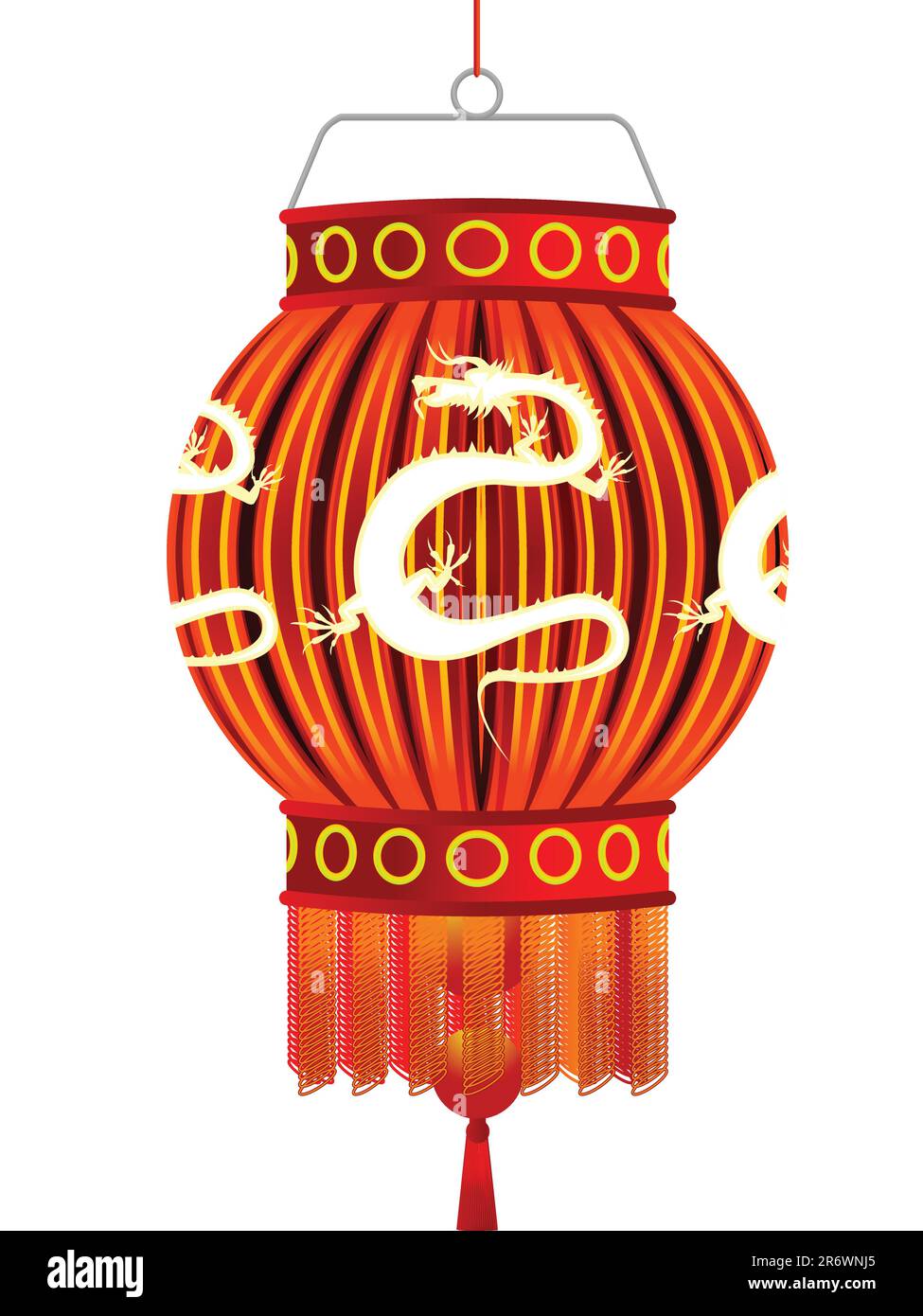 Traditional Chinese celebratory lantern with a silhouette of a dragon ...
