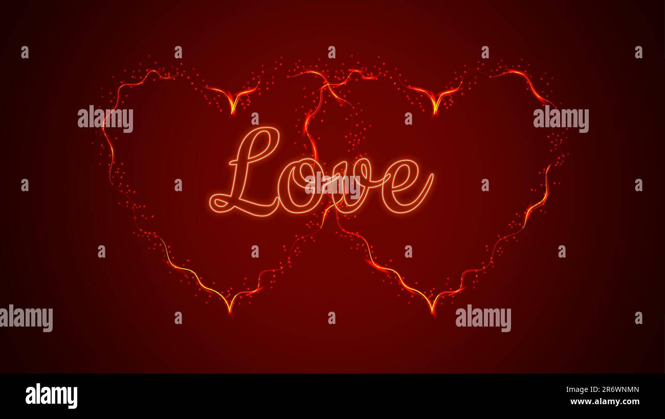 Two beautiful red abstract magical energy electric fiery shiny glowing ...